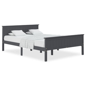 vidaXL Solid Wood Bed Grey Pine 160x200 cm