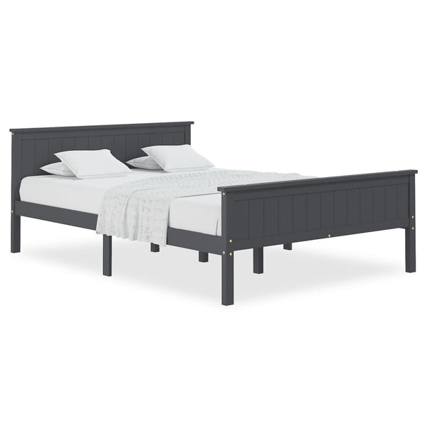 vidaXL Solid Wood Bed Grey Pine 160x200 cm