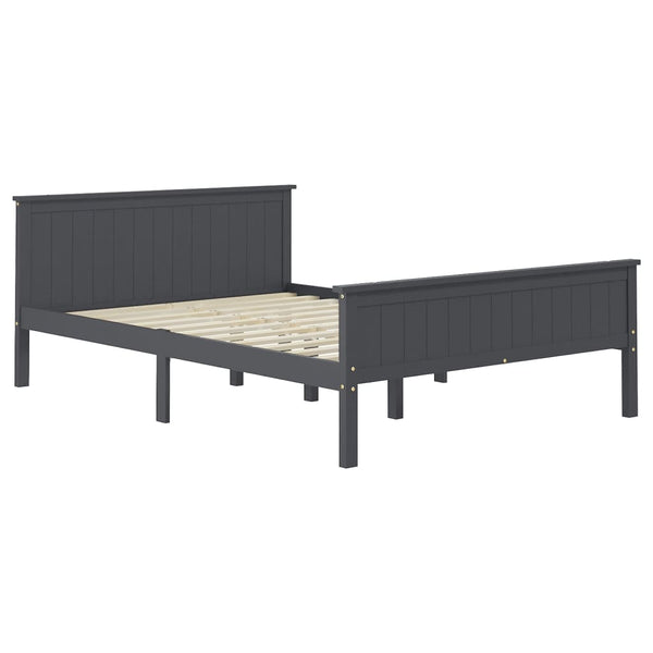 vidaXL Solid Wood Bed Grey Pine 160x200 cm