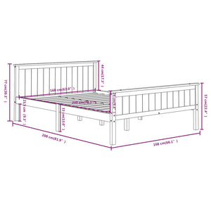 vidaXL Solid Wood Bed Grey Pine 160x200 cm