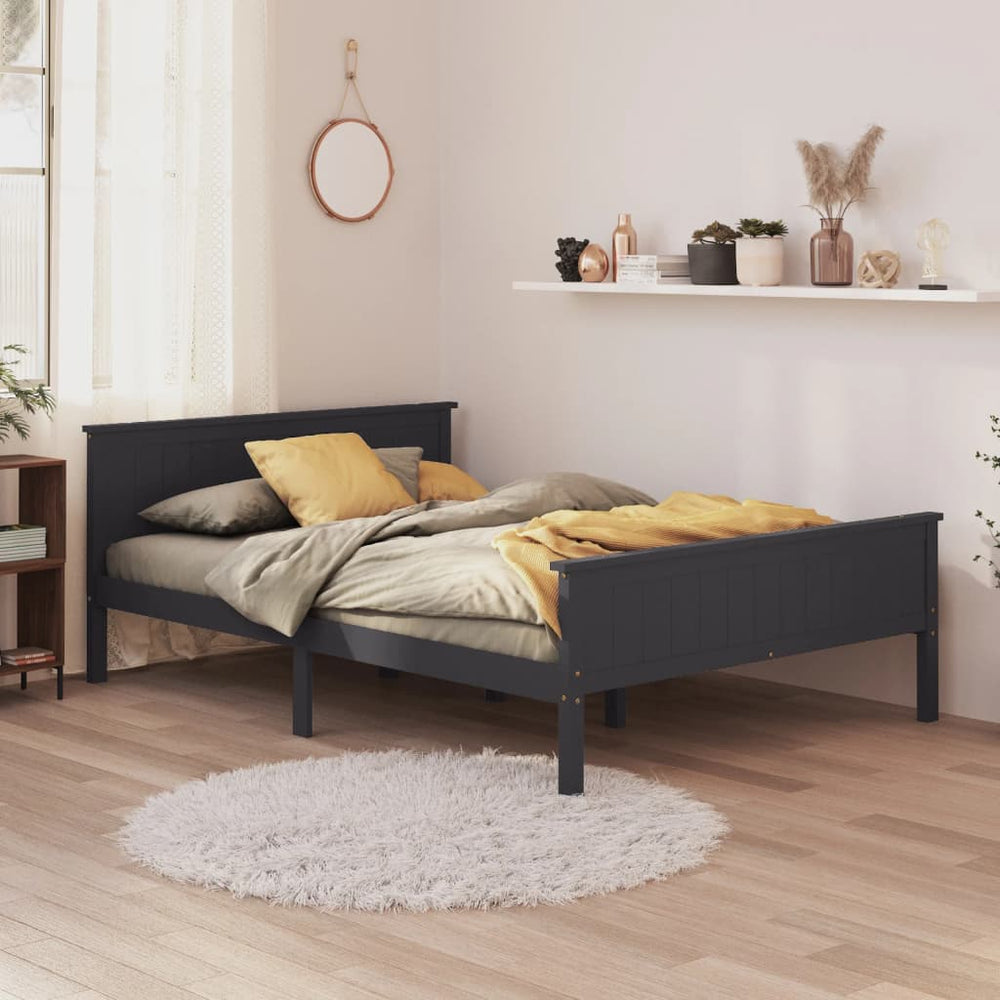 vidaXL Solid Wood Bed Grey Pine 160x200 cm