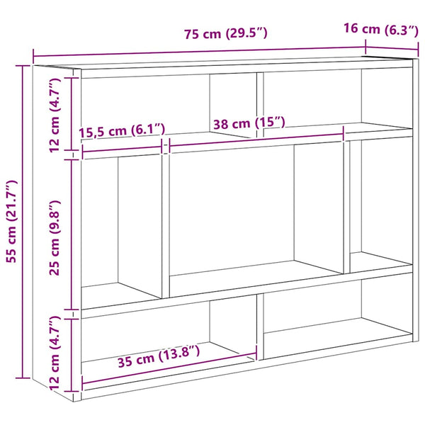 vidaXL Wall Shelf White 75x16x55 cm Engineered Wood