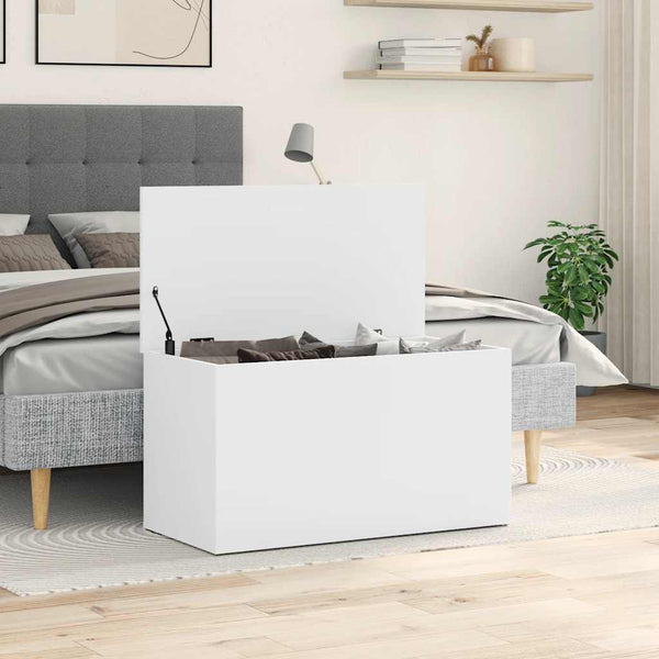 vidaXL Storage Trunk White 84x42x46 cm Engineered Wood