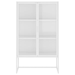 vidaXL Highboard White 80x35x135 cm Steel and Tempered Glass