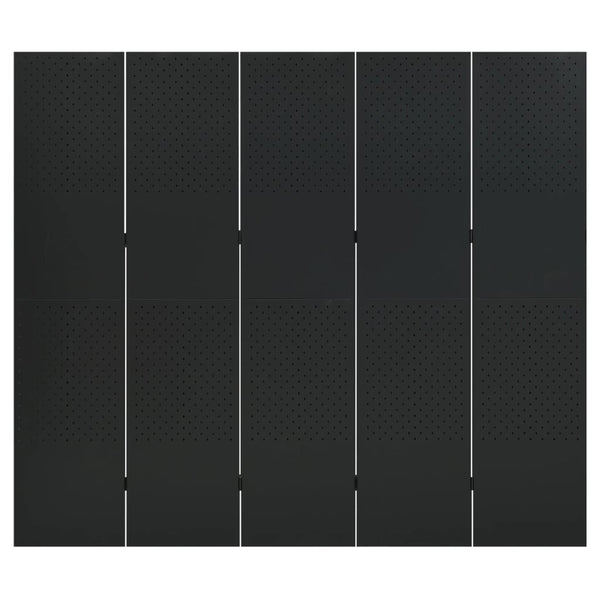 vidaXL 5-Panel Room Divider Black 200x180 cm Steel