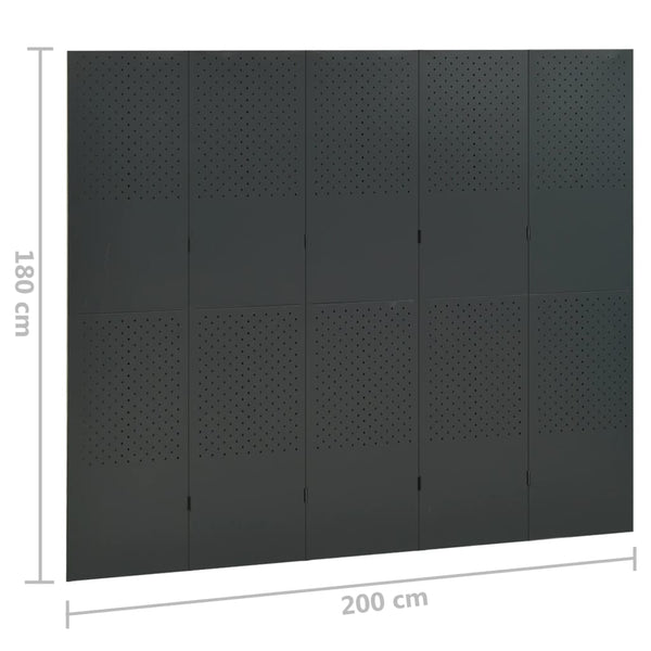 Anthrazit Raumteiler 200x180 cm Stahl