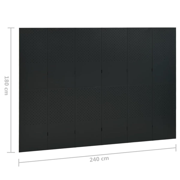 Schwarzer Raumteiler 240x180 cm Stahl