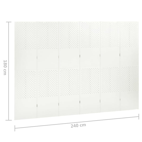6-teiliger Raumteiler Weiß 240x180 cm