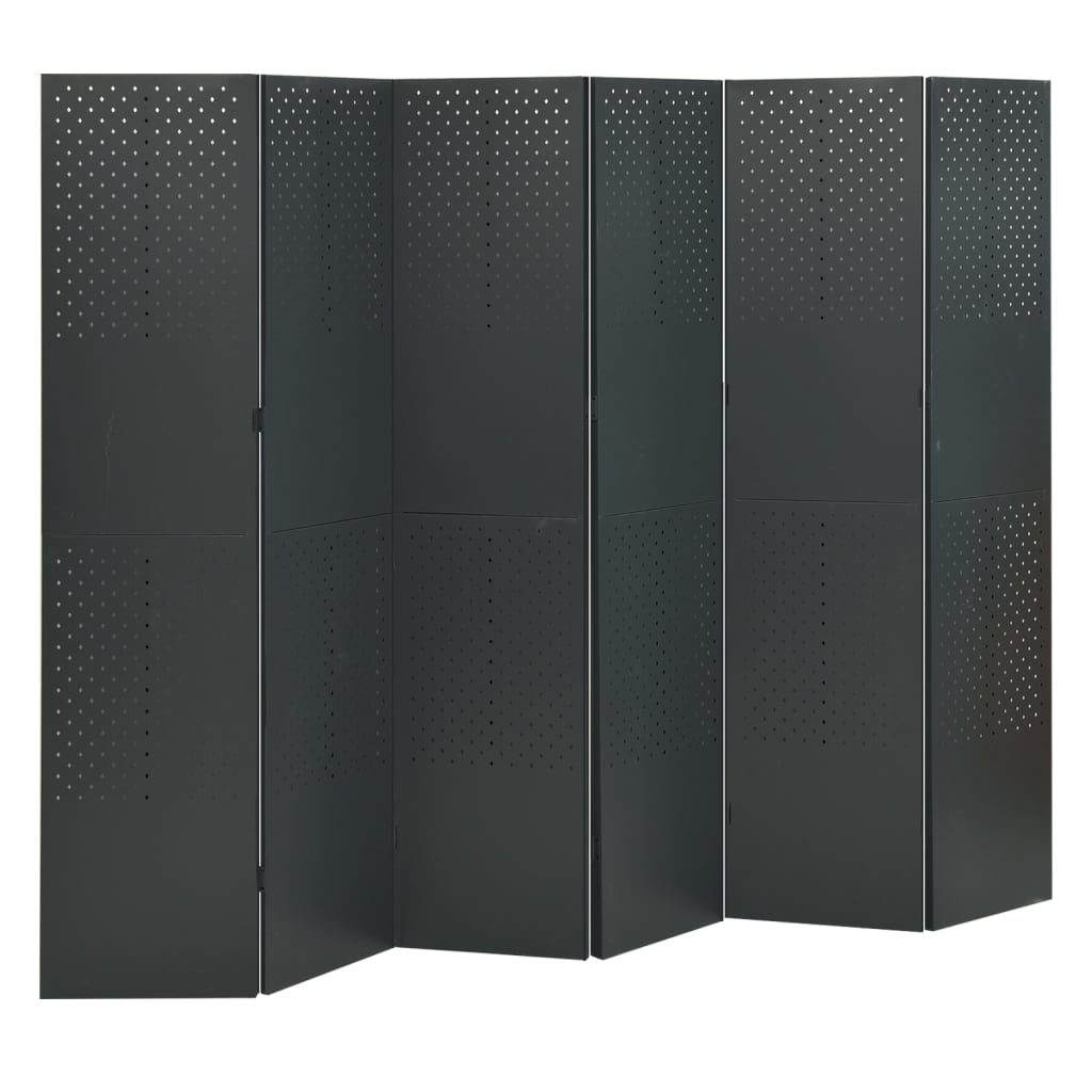 Anthrazit Raumteiler 240x180 cm Stahl 6-teilig