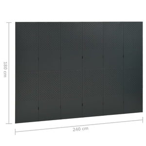 Anthrazit Raumteiler 240x180 cm Stahl 6-teilig
