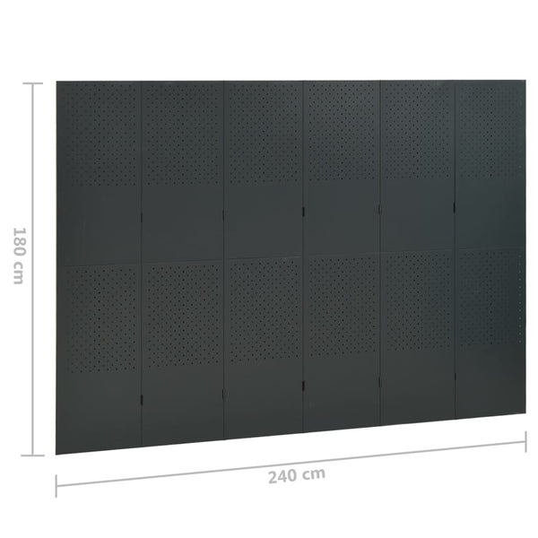Anthrazit Raumteiler 240x180 cm Stahl 6-teilig