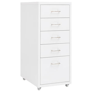 Weißer Aktenschrank mit Rollen