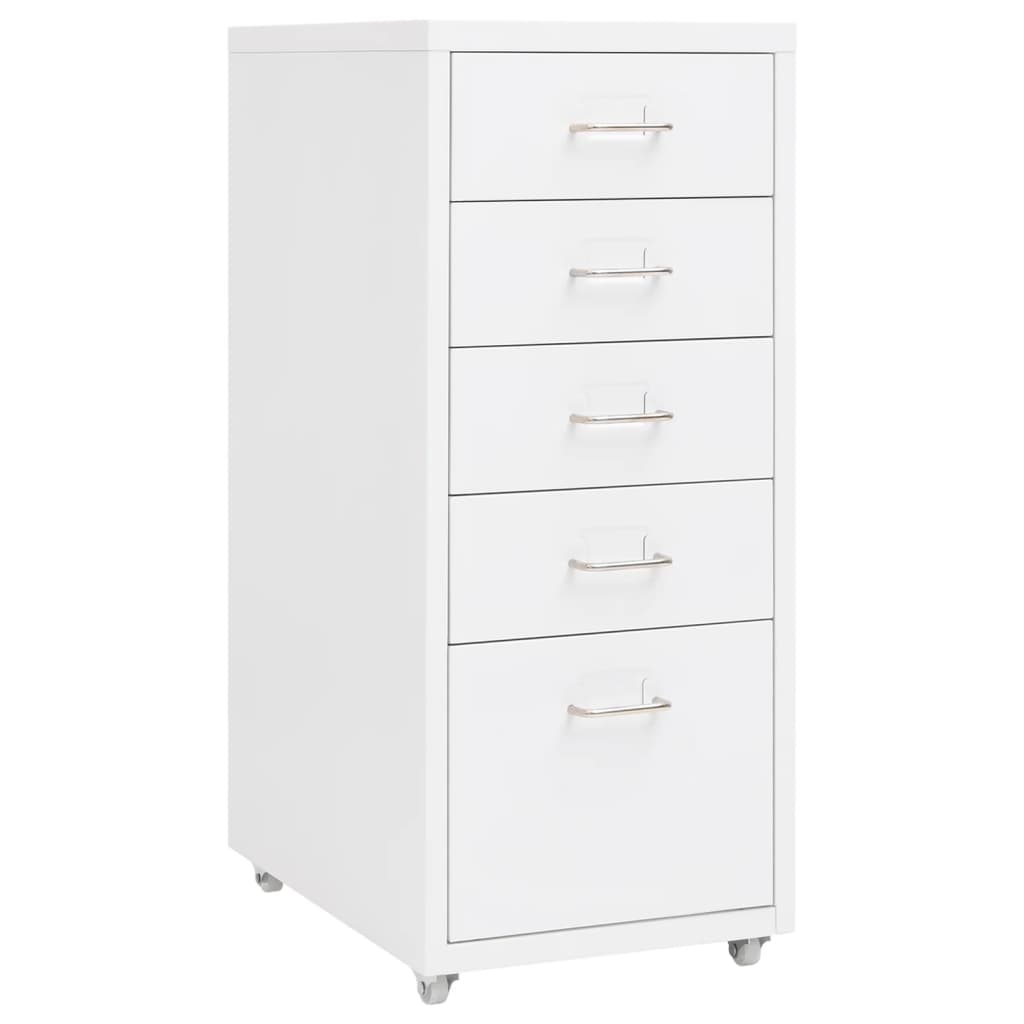 Weißer Aktenschrank mit Rollen