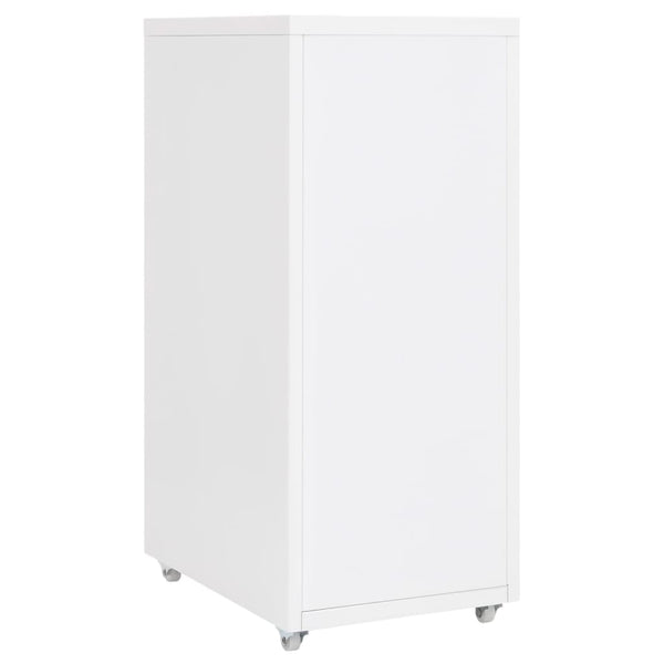 Weißer Aktenschrank mit Rollen