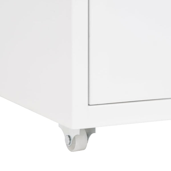 Weißer Aktenschrank mit Rollen