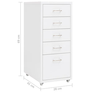 Weißer Aktenschrank mit Rollen