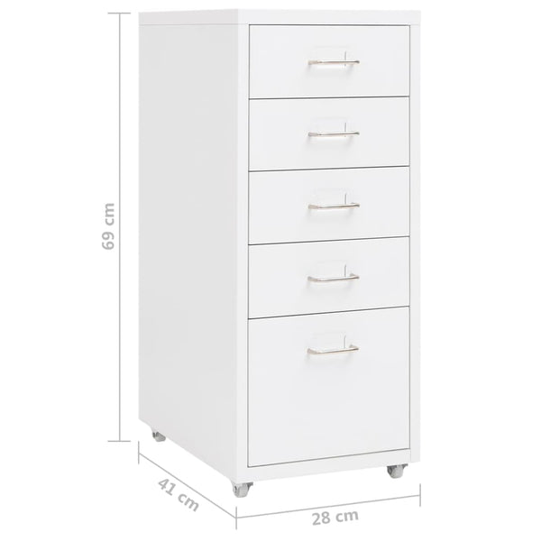 Weißer Aktenschrank mit Rollen