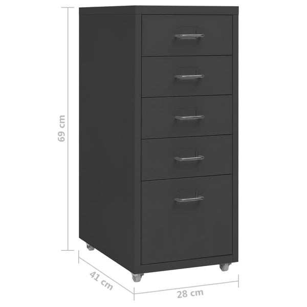 Rollbarer Aktenschrank Anthrazit Metall