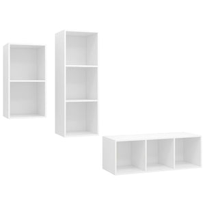 3-tlg. TV-Schrank-Set Weiß Holzwerkstoff