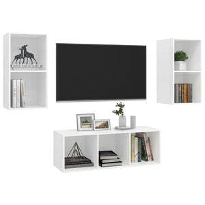 vidaXL 3-Piece TV Cabinet Set White Engineered Wood