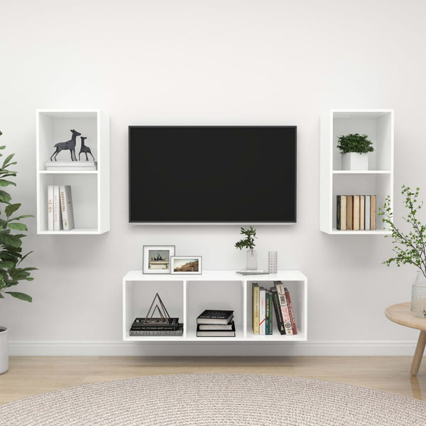 vidaXL 3-Piece TV Cabinet Set White Engineered Wood