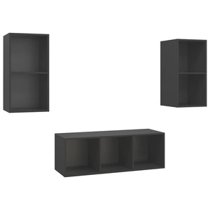 vidaXL 3-Piece TV Cabinet Set Grey Engineered Wood