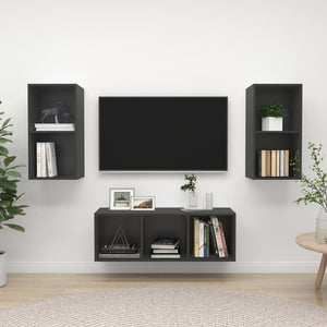 vidaXL 3-Piece TV Cabinet Set Grey Engineered Wood
