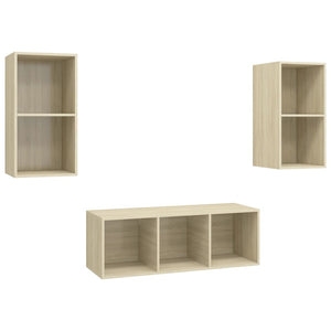 vidaXL 3-Piece TV Cabinet Set Sonoma Oak Engineered Wood