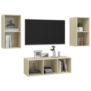 vidaXL 3-Piece TV Cabinet Set Sonoma Oak Engineered Wood
