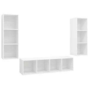 vidaXL 3-Piece TV Cabinet Set White Engineered Wood