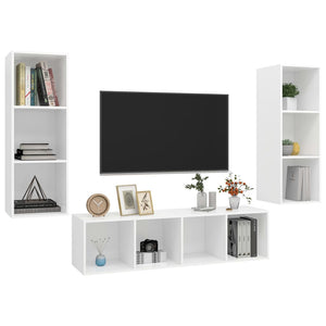 vidaXL 3-Piece TV Cabinet Set White Engineered Wood