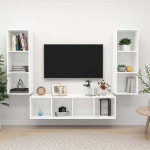 vidaXL 3-Piece TV Cabinet Set White Engineered Wood