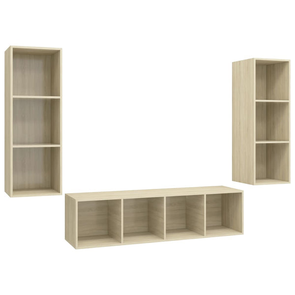 vidaXL 3-Piece TV Cabinet Set Sonoma Oak Engineered Wood