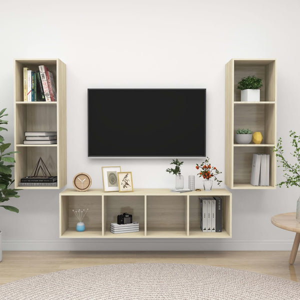 vidaXL 3-Piece TV Cabinet Set Sonoma Oak Engineered Wood