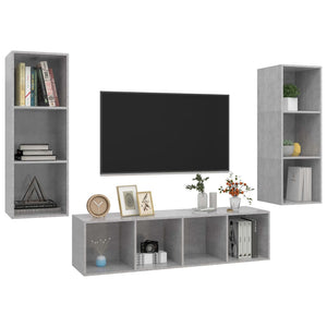 vidaXL 3-Piece TV Cabinet Set Concrete Grey Engineered Wood