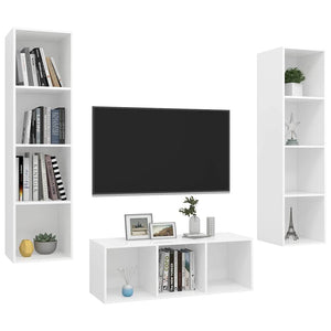 vidaXL 3-Piece TV Cabinet Set White Engineered Wood