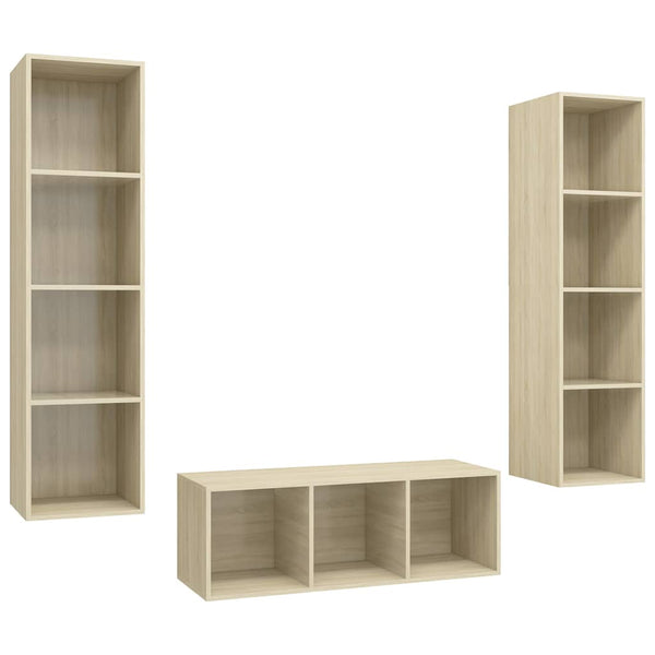 vidaXL 3-Piece TV Cabinet Set Sonoma Oak Engineered Wood