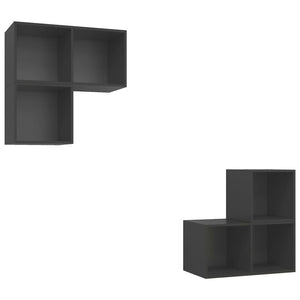 vidaXL 4-Piece TV Cabinet Set Grey Engineered Wood