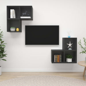 vidaXL 4-Piece TV Cabinet Set Grey Engineered Wood
