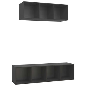 vidaXL 2-Piece TV Cabinet Set Grey Engineered Wood