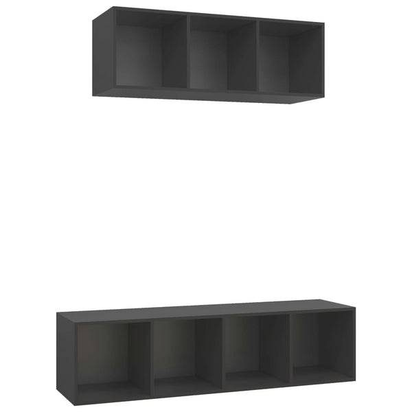 vidaXL 2-Piece TV Cabinet Set Grey Engineered Wood
