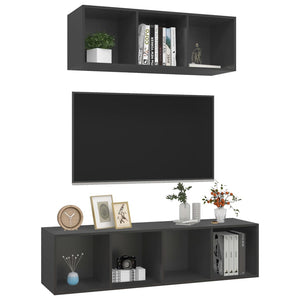 vidaXL 2-Piece TV Cabinet Set Grey Engineered Wood