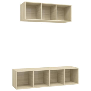 vidaXL 2-Piece TV Cabinet Set Sonoma Oak Engineered Wood
