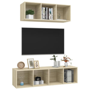 vidaXL 2-Piece TV Cabinet Set Sonoma Oak Engineered Wood