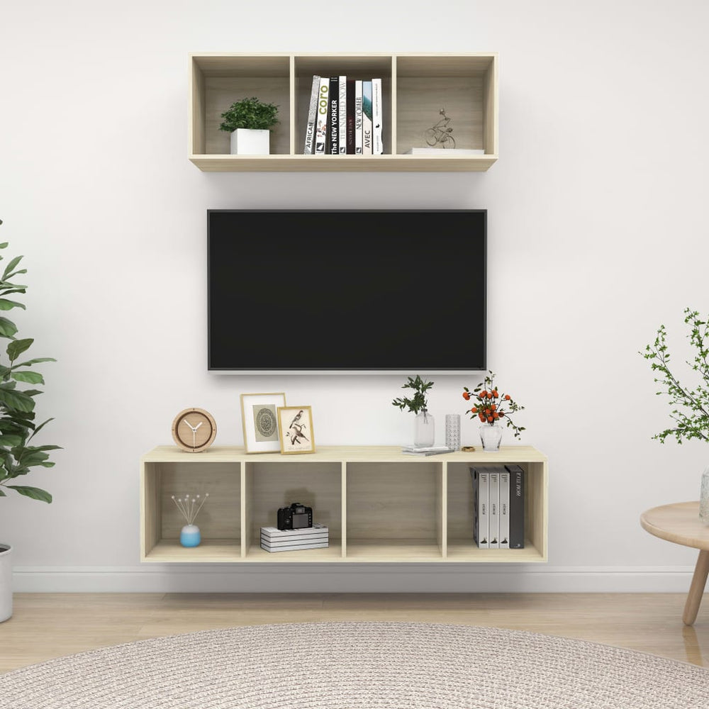 vidaXL 2-Piece TV Cabinet Set Sonoma Oak Engineered Wood