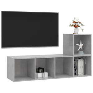 2-tlg. TV-Schrank-Set Betongrau Holzwerkstoff