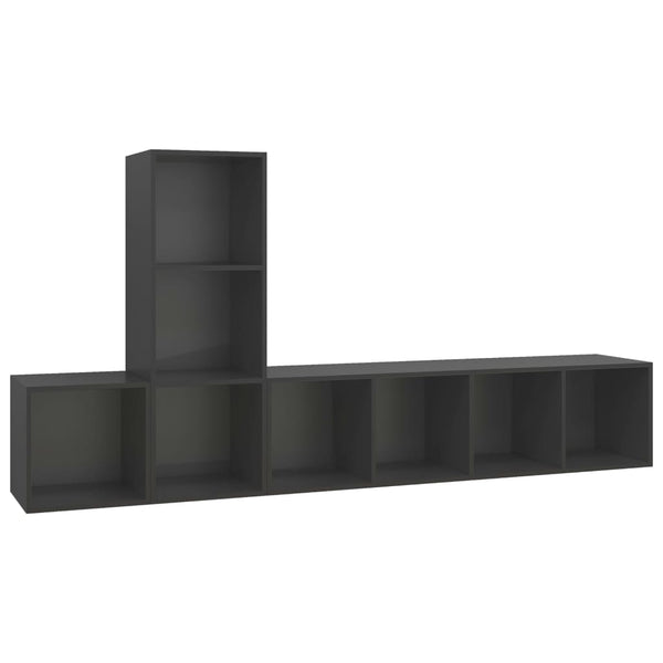 3-tlg. TV-Schrank-Set Grau Holzwerkstoff