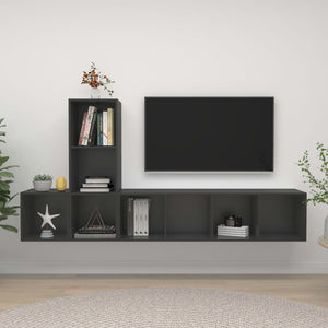 3-tlg. TV-Schrank-Set Grau Holzwerkstoff
