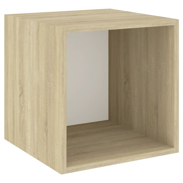 3-tlg. TV-Schrank-Set Weiß Sonoma-Eiche Holzwerkstoff