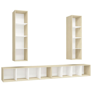 vidaXL TV Wall Cabinets 4 pcs. White Sonoma Oak Engineered Wood